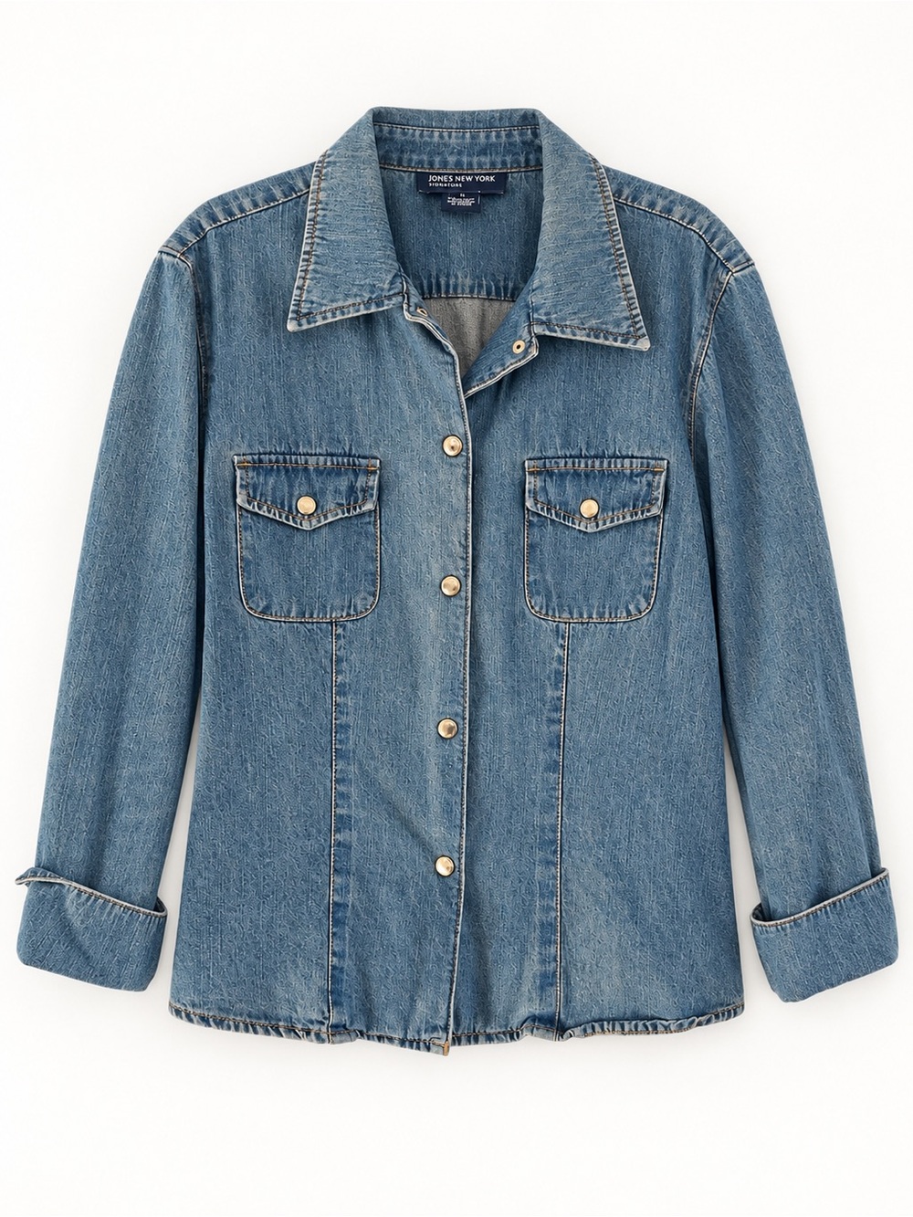 Jones New York Medium Blue Denim Button-Front Jacket
